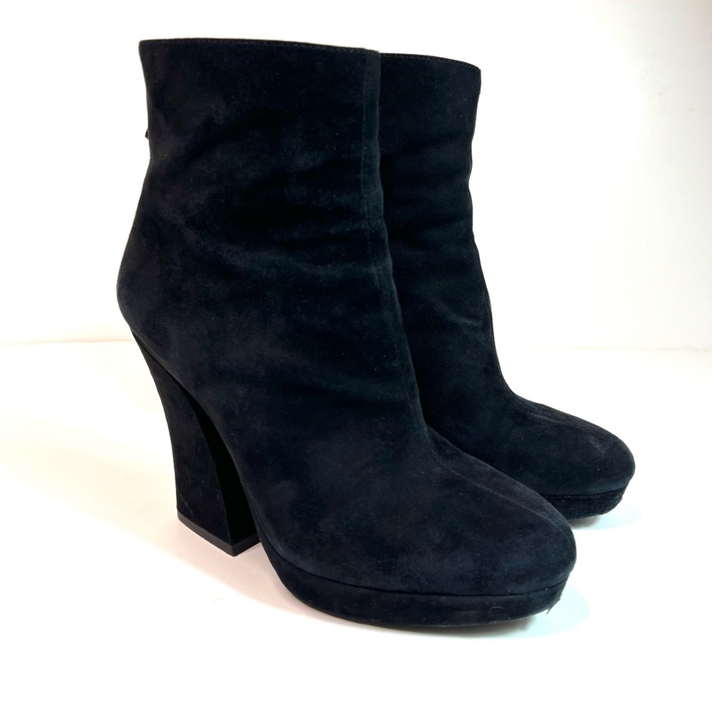Alice+Olivia Suede Platform Heeled Booties Boots Black Size 8.5 - Picture 3 of 14